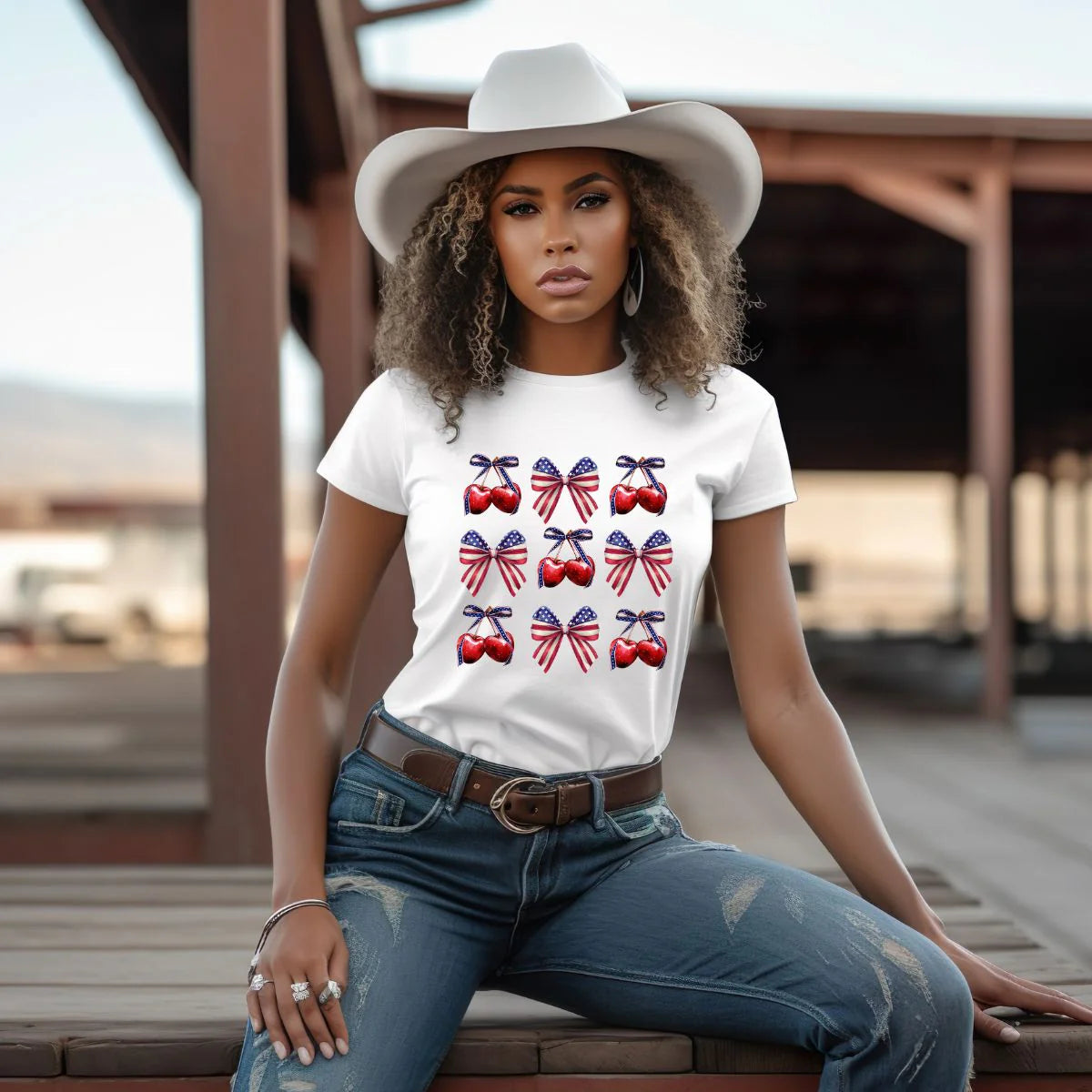 Patriotic Cherries & Bows T-Shirt