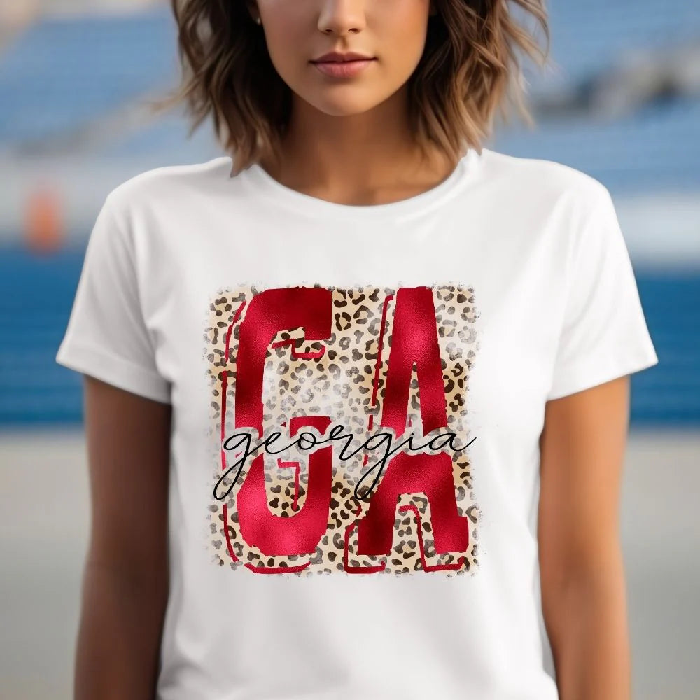 GA Leopard Georgia Script T-Shirt & Sweatshirt