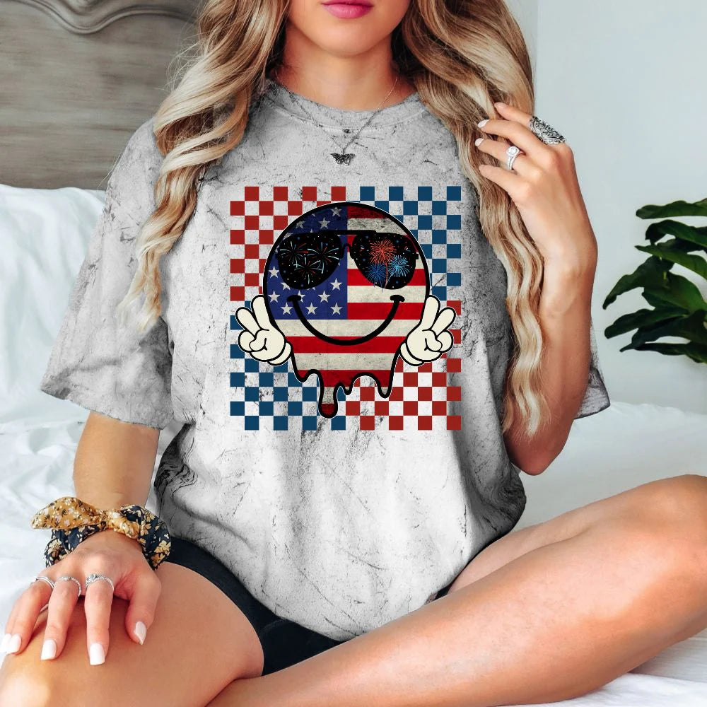 Patriotic Drip Smiley Face T-Shirt