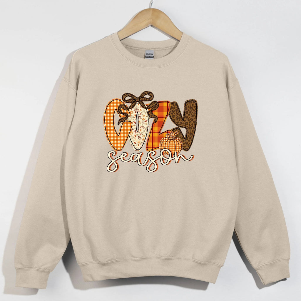 Cozy Season Sweatshirt | Gingham Floral Leopard Patterned Fall Crewneck