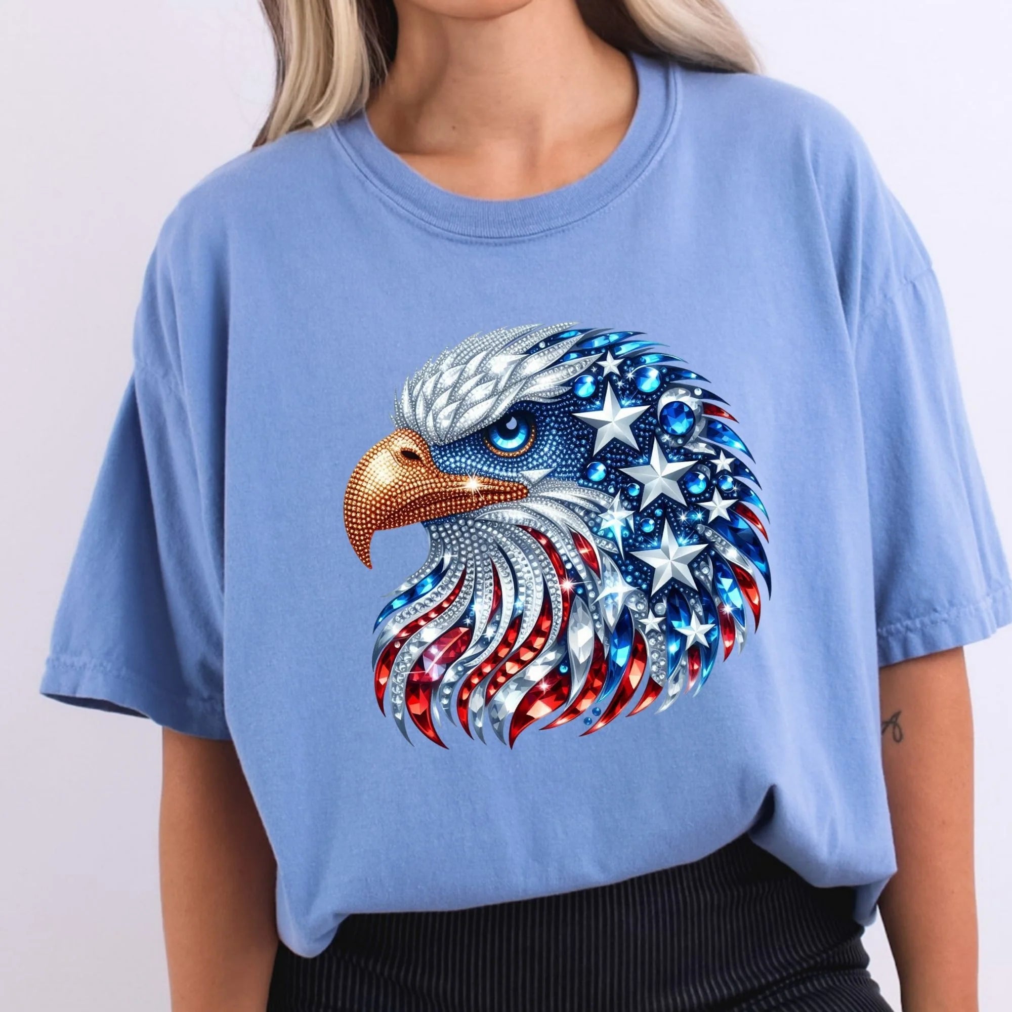 Faux Bedazzled Eagle USA T-Shirt