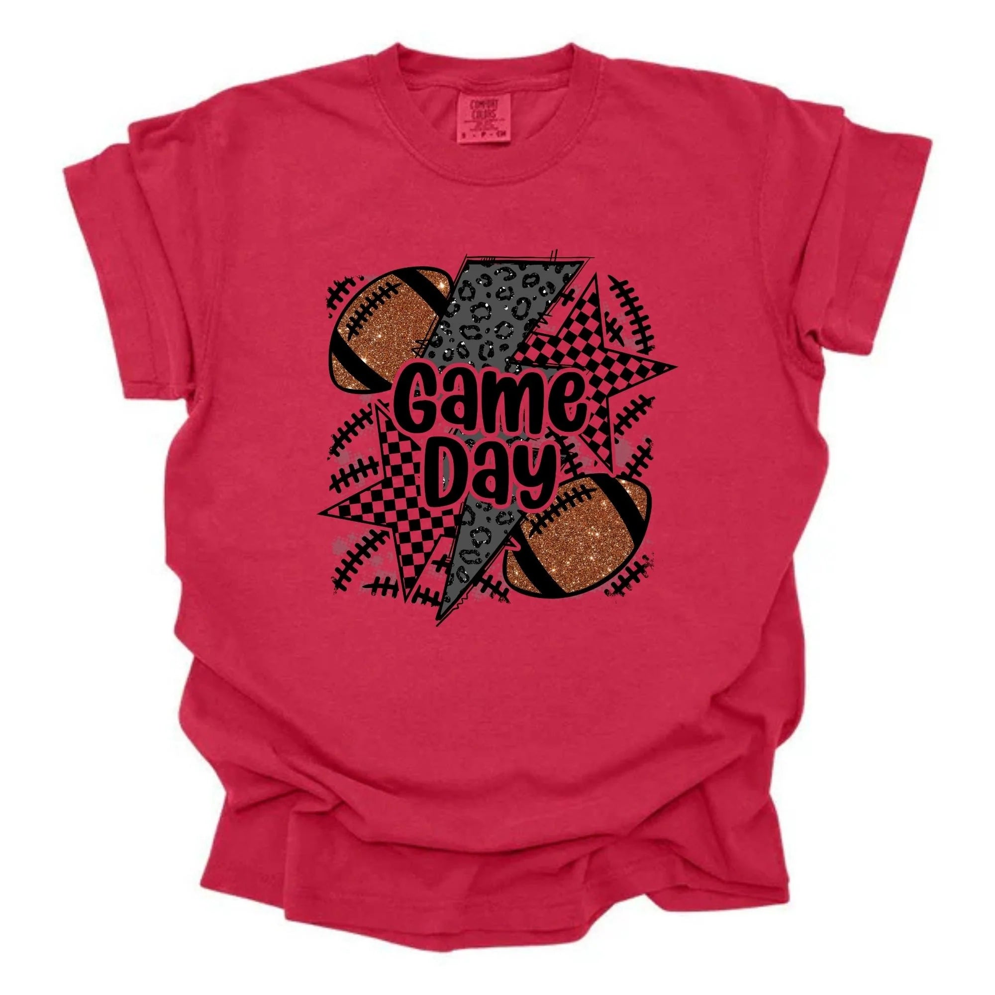 Game Day Glitter Football Burst T-Shirt & Sweatshirt