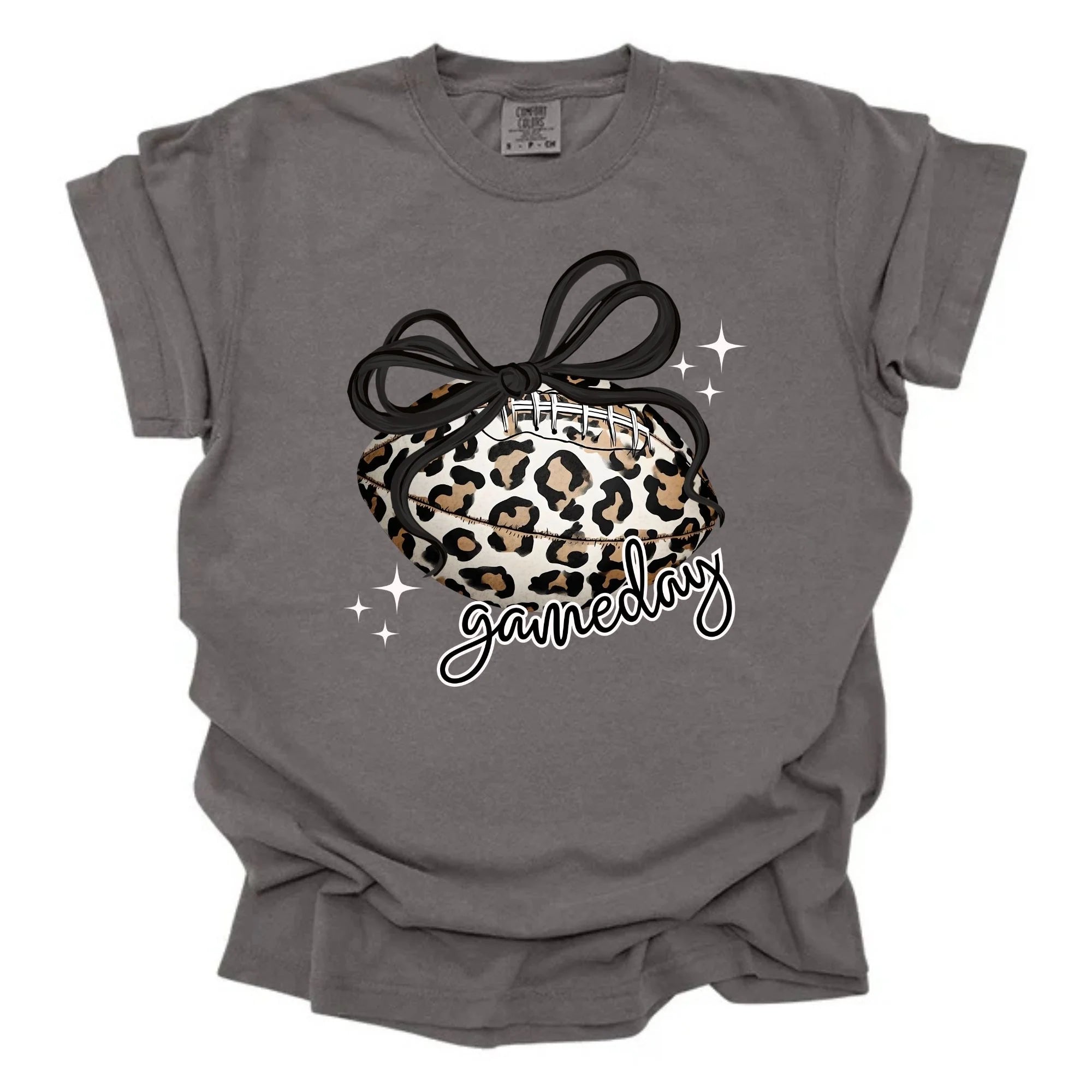 Gameday Leopard Bow Football T-Shirt & Sweatshirt