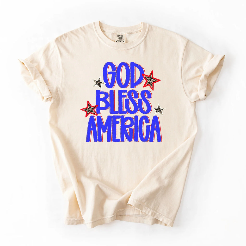 God Bless America Cheetah Stars T-Shirt