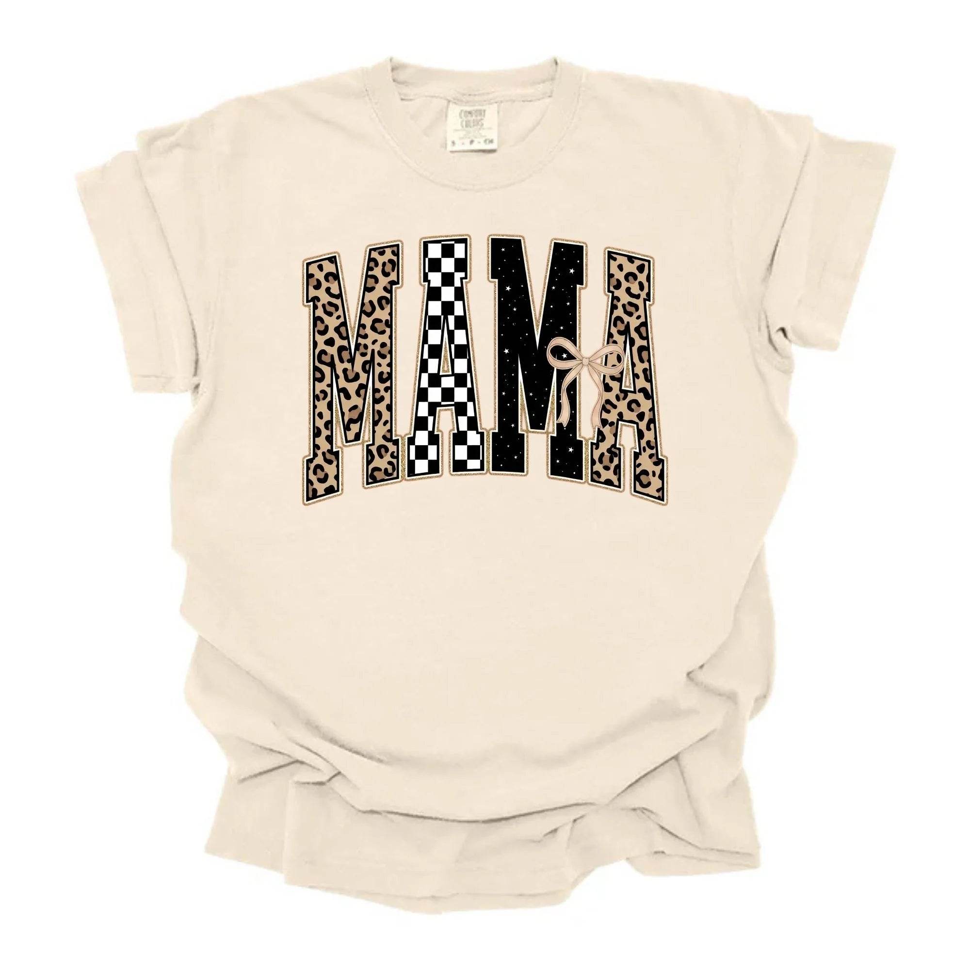 Leopard Star Checkered Mama T-Shirt