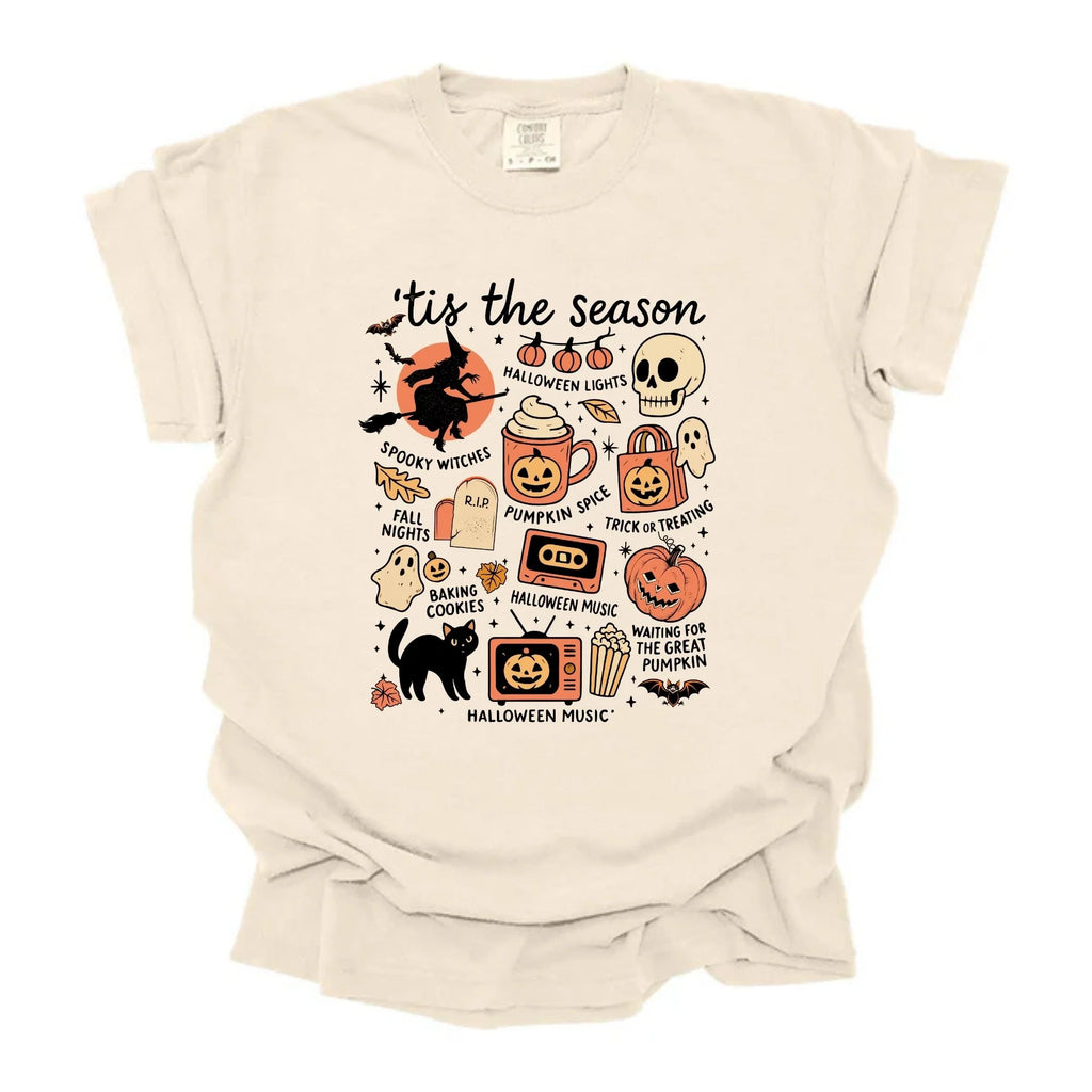 'Tis the Season Halloween Graphic Tee | Spooky Collage Witch Pumpkin Fall Shirt