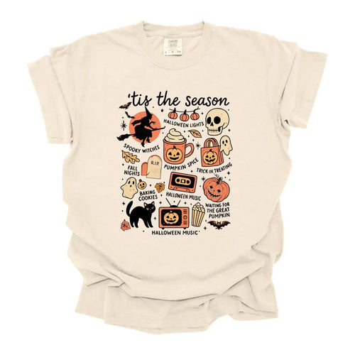 'Tis the Season Halloween Graphic Tee | Spooky Collage Witch Pumpkin Fall Shirt