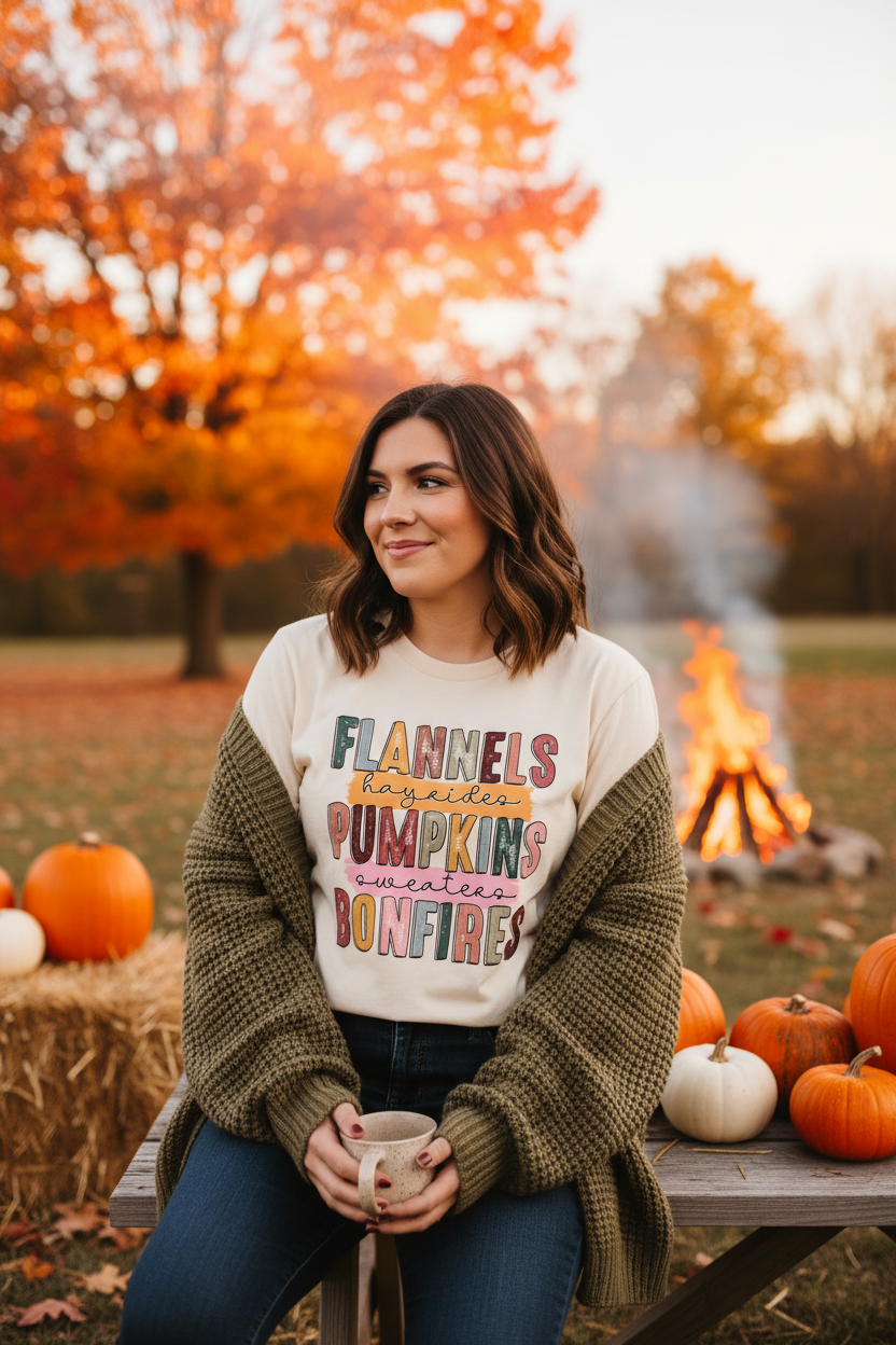 Flannels Hayrides Pumpkins Lifestyle Mockup
