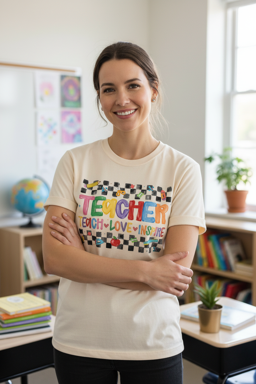 Teacher Teach Love Inspire T-Shirt lifestyle mockup