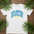 Boatin' and Floatin' - white tee flat lay mockup