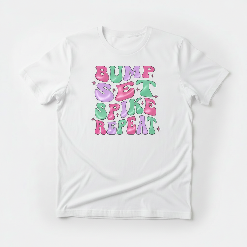 Bump Set Spike Repeat pink and mint flat lay