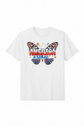 America Vibes T-Shirt flat lay on white background showing butterfly and America Vibes graphic