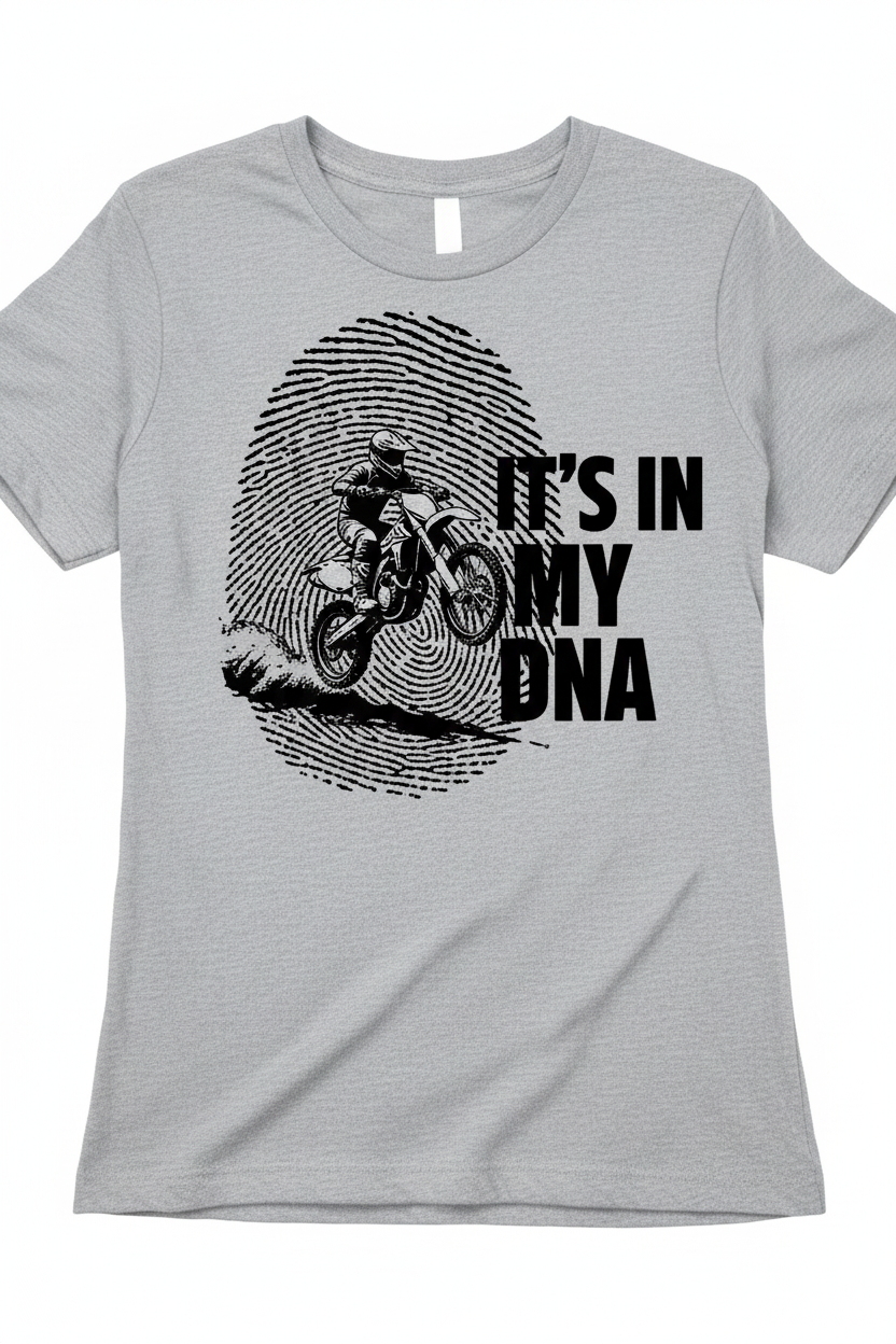 It's In My DNA motocross graphic on heather grey t-shirt