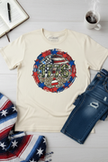 1776 Camo Star T-Shirt flat lay on natural ivory tee