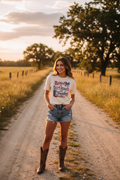 Raised on Dirt Roads and Freedom T-Shirt lifestyle mockup