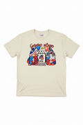 Gnome Place Like Home 4th of July T-Shirt flat lay on natural ivory tee