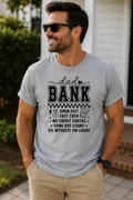 Dad Bank T-Shirt flat lay on white background