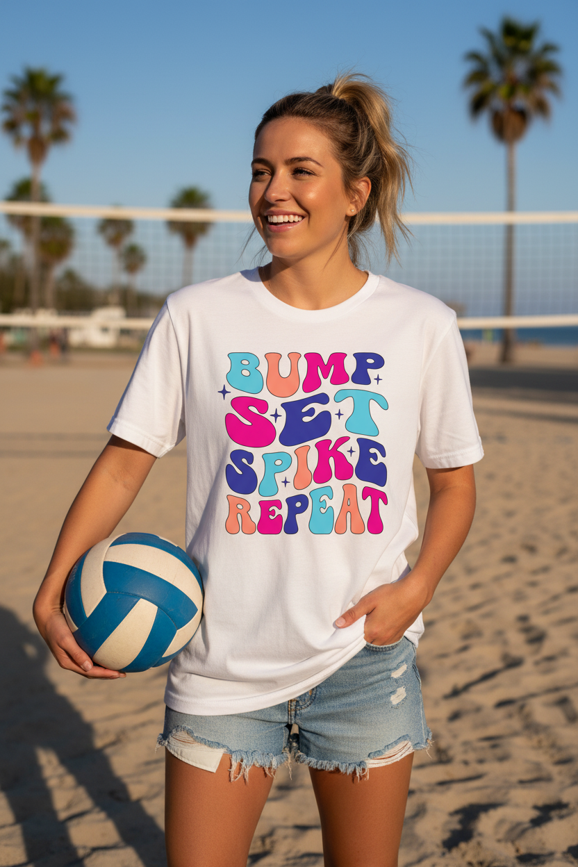 Bump Set Spike Repeat tee lifestyle mockup