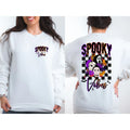 Spooky Vibes Horror Movie Sweatshirt | Front & Back Checkered Halloween Crewneck
