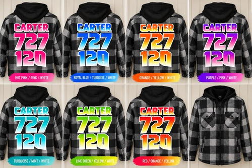 Custom Motocross Hooded Flannel Jacket | Personalized Rider name & Number