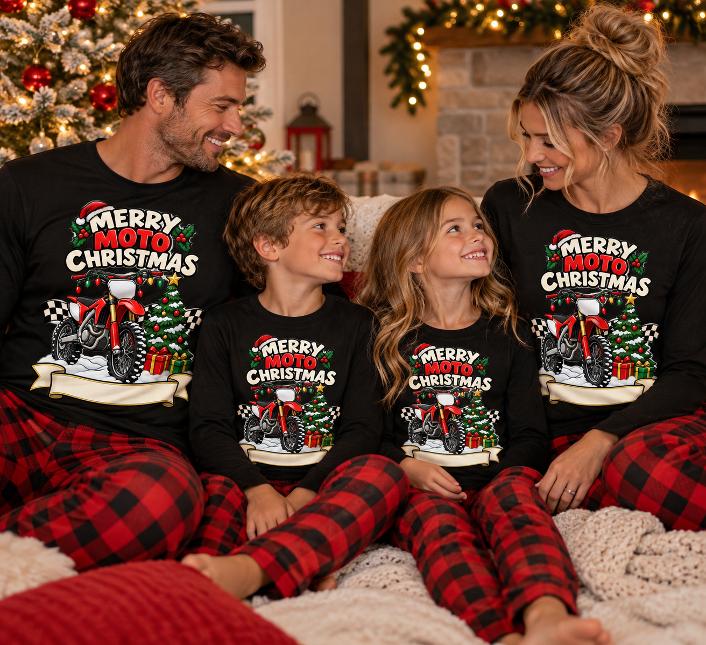 Personalized Merry Moto Christmas Pajama Set