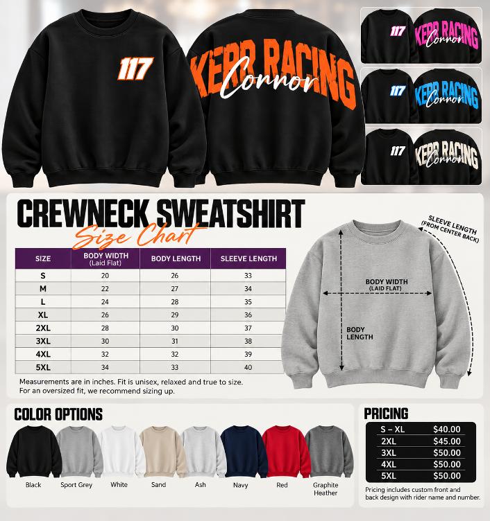 Custom Big-Back Racing Sweatshirt | Personalized Rider Name & Number