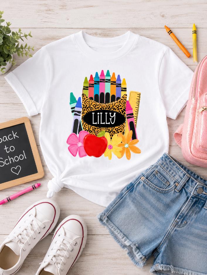 Personalized Crayon Box Back to School Tee
