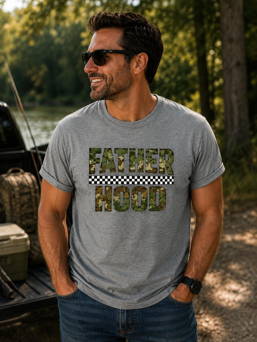 Fatherhood Camo Checkered T-Shirt