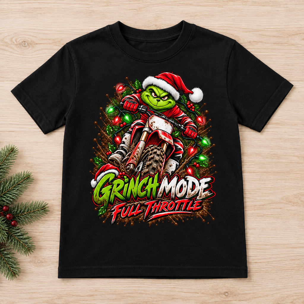 Youth black tee flat lay mockup