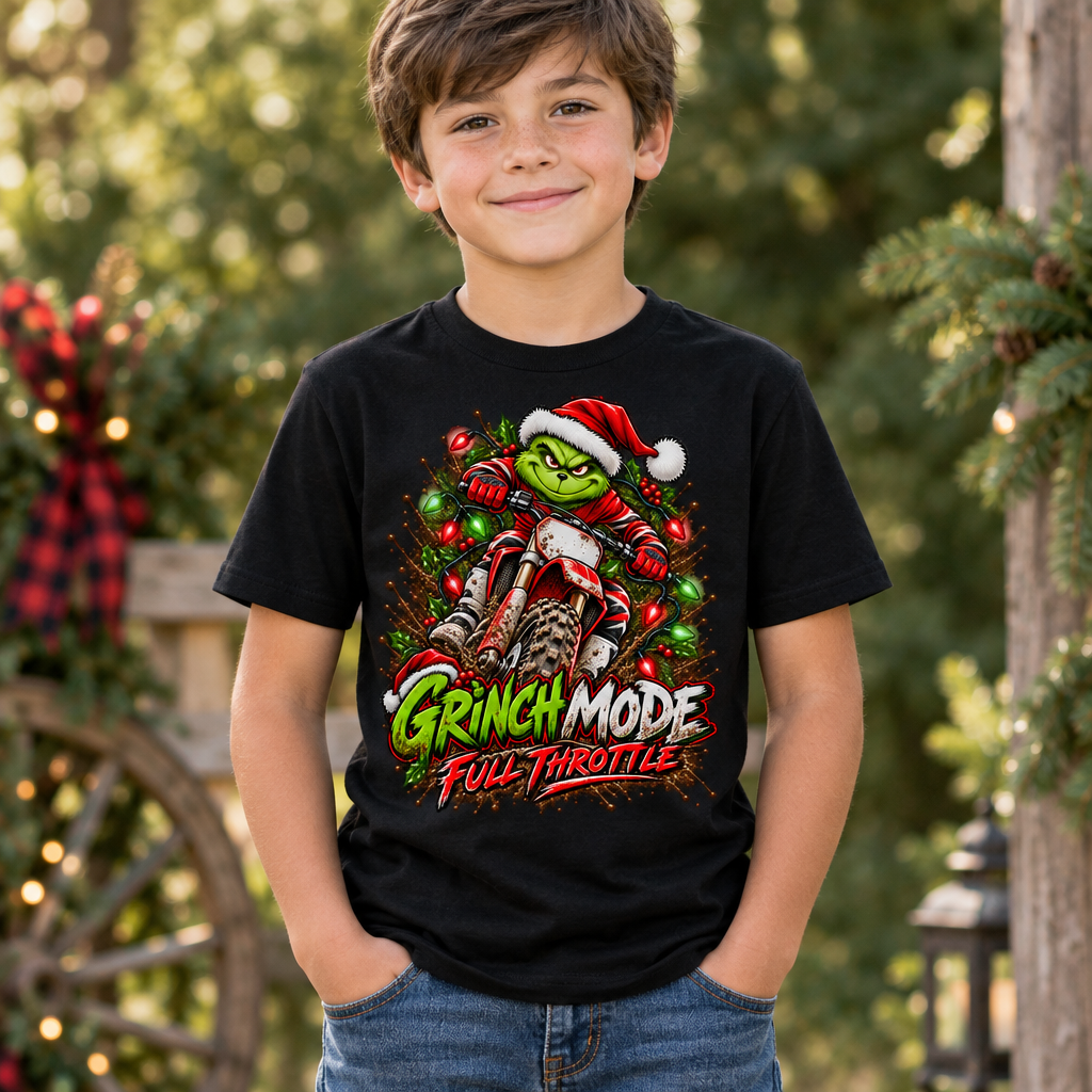 Youth black tee lifestyle mockup with child model