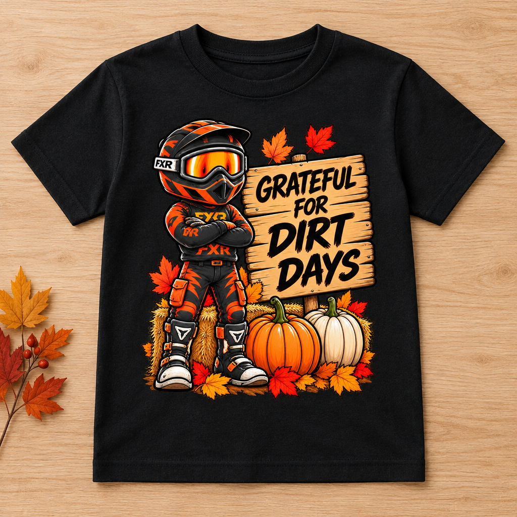 Youth Grateful for Dirt Days black tee flat lay